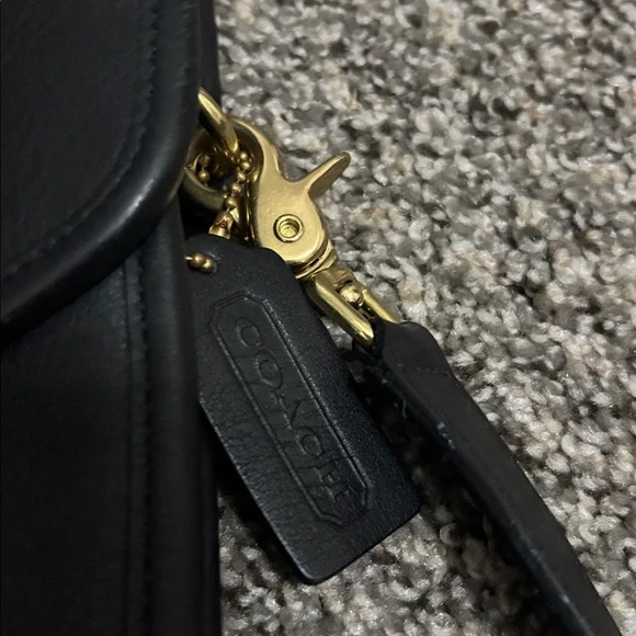 Coach vintage black leather briefcase messenger bag crossbody Y2K marks boho 90s - Picture 7 of 11